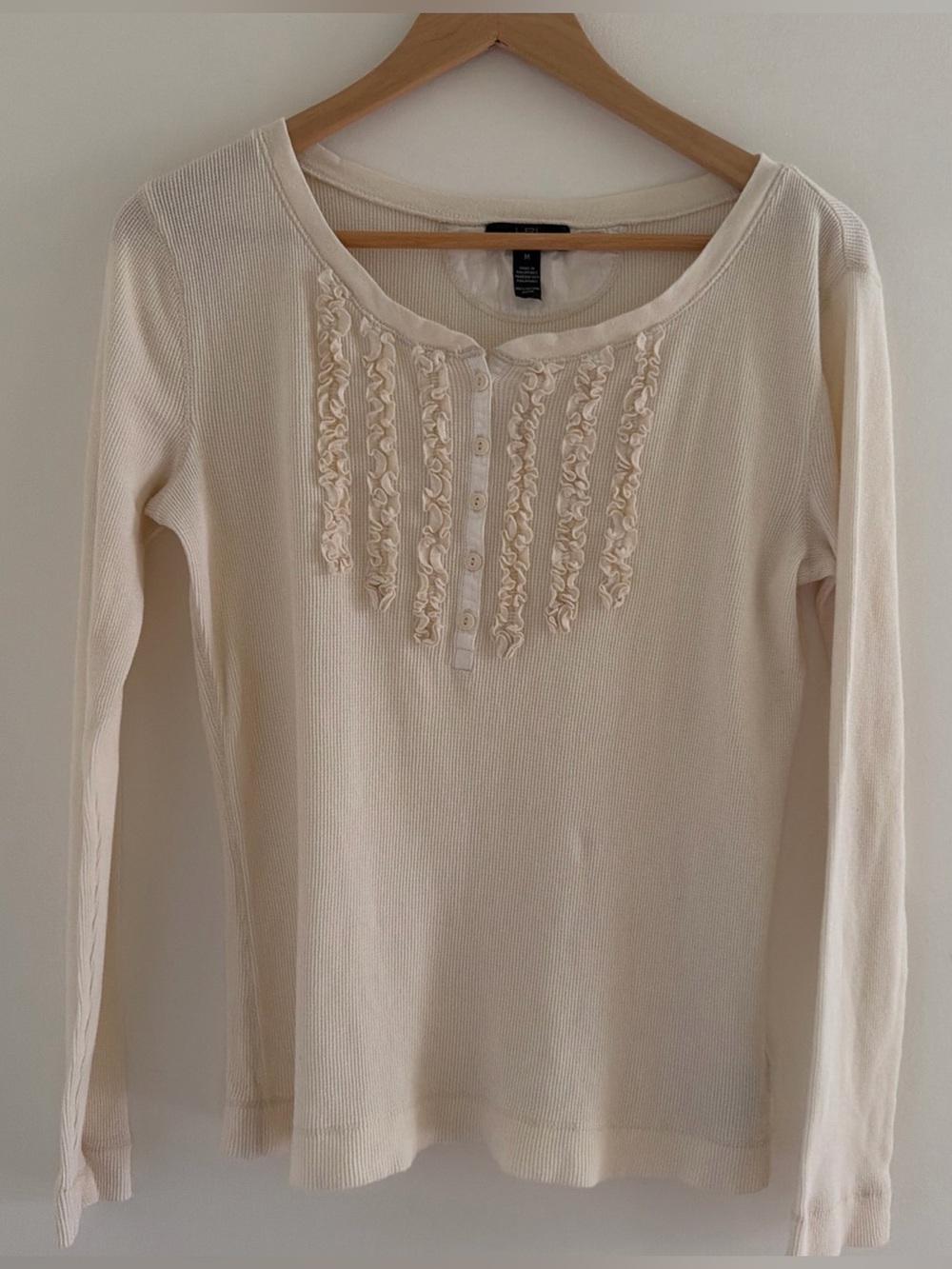 Lauren Jeans Co Ralph Lauren Waffle Henley Waffle Off White Medium Cotton